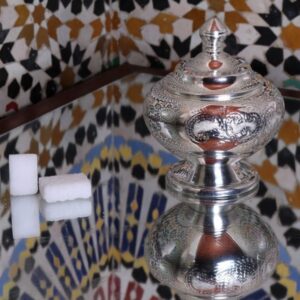 BARIZ - SUCRIER ARTISANAL EN CUIVRE NICKELÉ - Grossiste Décoration Artisanat Marocain | Boutique d'artisanat