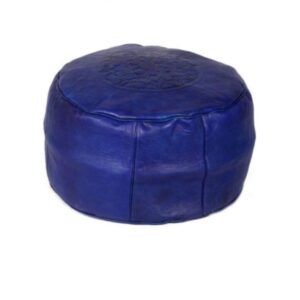 BLUE BELDI - POUF ARTISANAL MAROCAIN EN CUIR - Grossiste Décoration Artisanat Marocain | Boutique d'artisanat