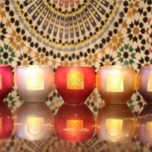 DAKHLA GRIS - PHOTOPHORE ARTISANAL EN VERRE BOMBÉ - Grossiste Décoration Artisanat Marocain | Boutique d'artisanat