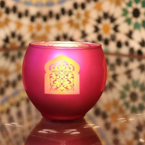 BOL DAKHLA ROSE - PHOTOPHORE ARTISANAL EN VERRE BOMBÉ - Grossiste Décoration Artisanat Marocain | Boutique d'artisanat