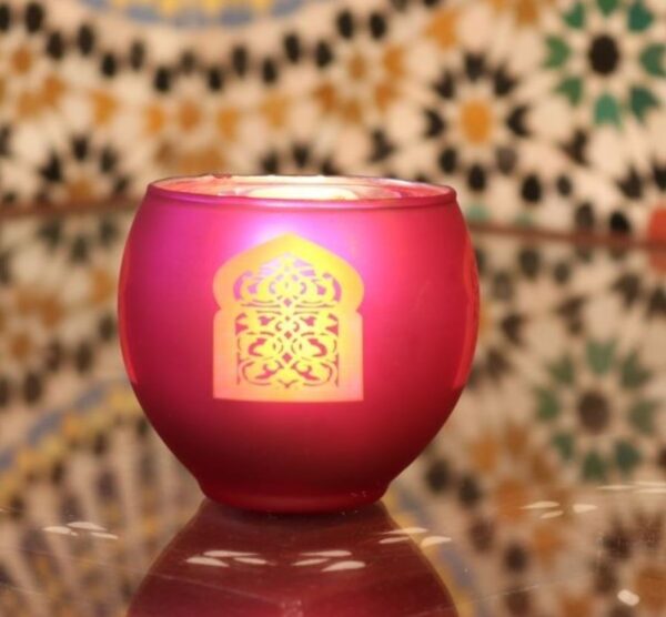 BOL DAKHLA ROSE - PHOTOPHORE ARTISANAL EN VERRE BOMBÉ - Grossiste Décoration Artisanat Marocain | Boutique d'artisanat