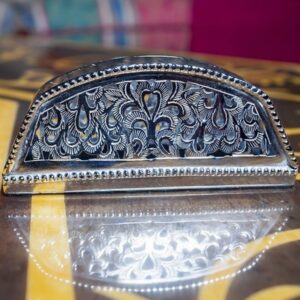 COFFRET ACCESSOIRE DE BUREAU EN CUIVRE NICKELÉ - Grossiste Décoration Artisanat Marocain | Boutique d'artisanat