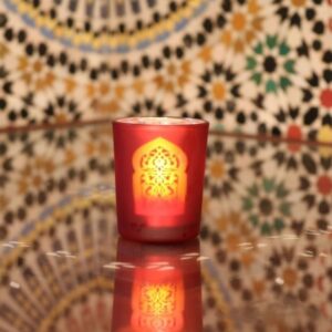 PETIT DAKHLA ROUGE - PHOTOPHORE ARTISANAL - Grossiste Décoration Artisanat Marocain | Boutique d'artisanat