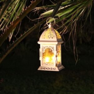 FAWAZIR BLANCHE - LANTERNE EN VERRE ET FER FORGÉ - Grossiste Décoration Artisanat Marocain | Boutique d'artisanat