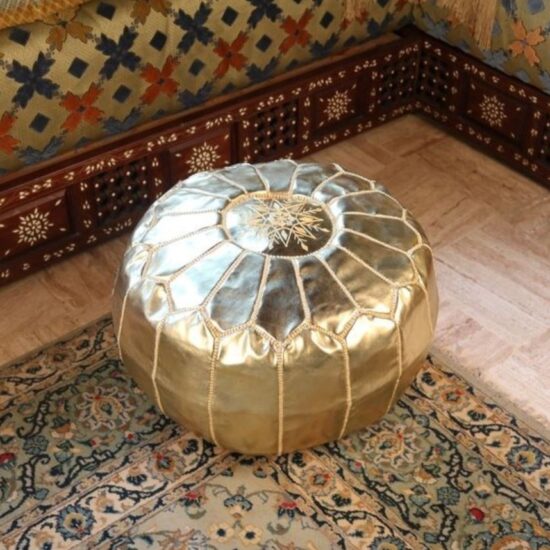 GOLDEN - POUF MAROCAIN EN CUIR - Grossiste Décoration Artisanat Marocain | Boutique d'artisanat