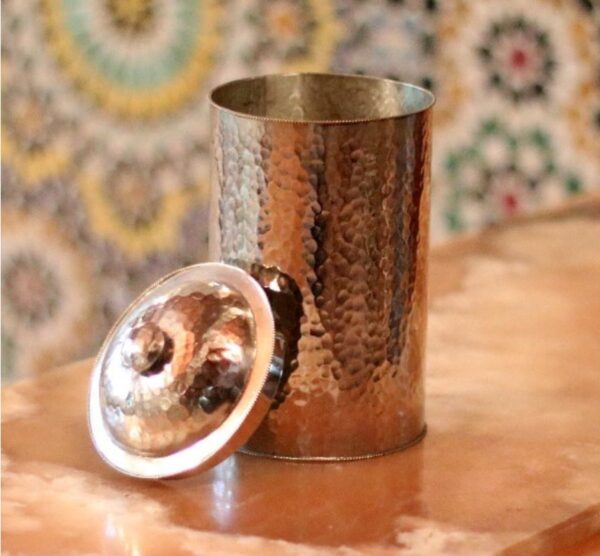 ELEGANT - BOUGEOIR CYLINDRIQUE EN MAILLECHORT MARTELÉ - Grossiste Décoration Artisanat Marocain | Boutique d'artisanat